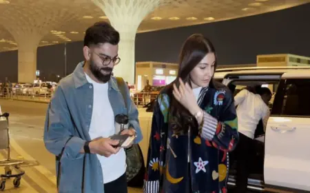 Virat Kohli and Anushka Sharma Pose at Mumbai Airport, Cricketer Says ‘Plane Won’t Wait for Us’