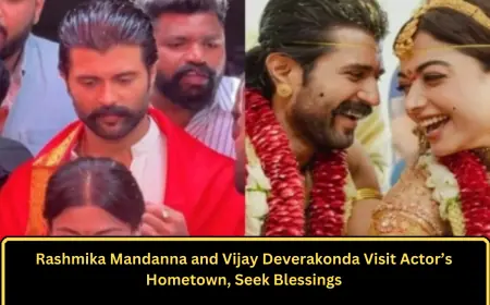 Rashmika Mandanna and Vijay Deverakonda Visit Actor’s Hometown, Seek Blessings